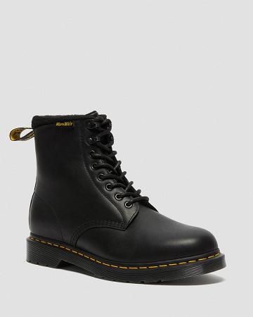 Black Men's Dr Martens 1460 Pascal Warmwair Leather Lace Up Boots | CA 529RVD